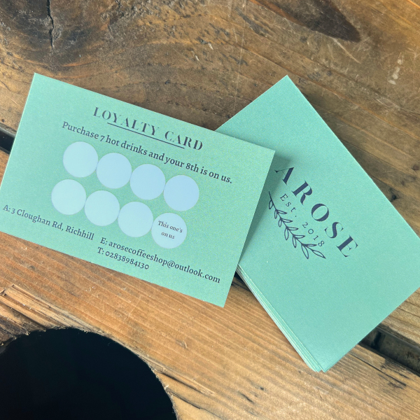 Green arose loyalty card front and back