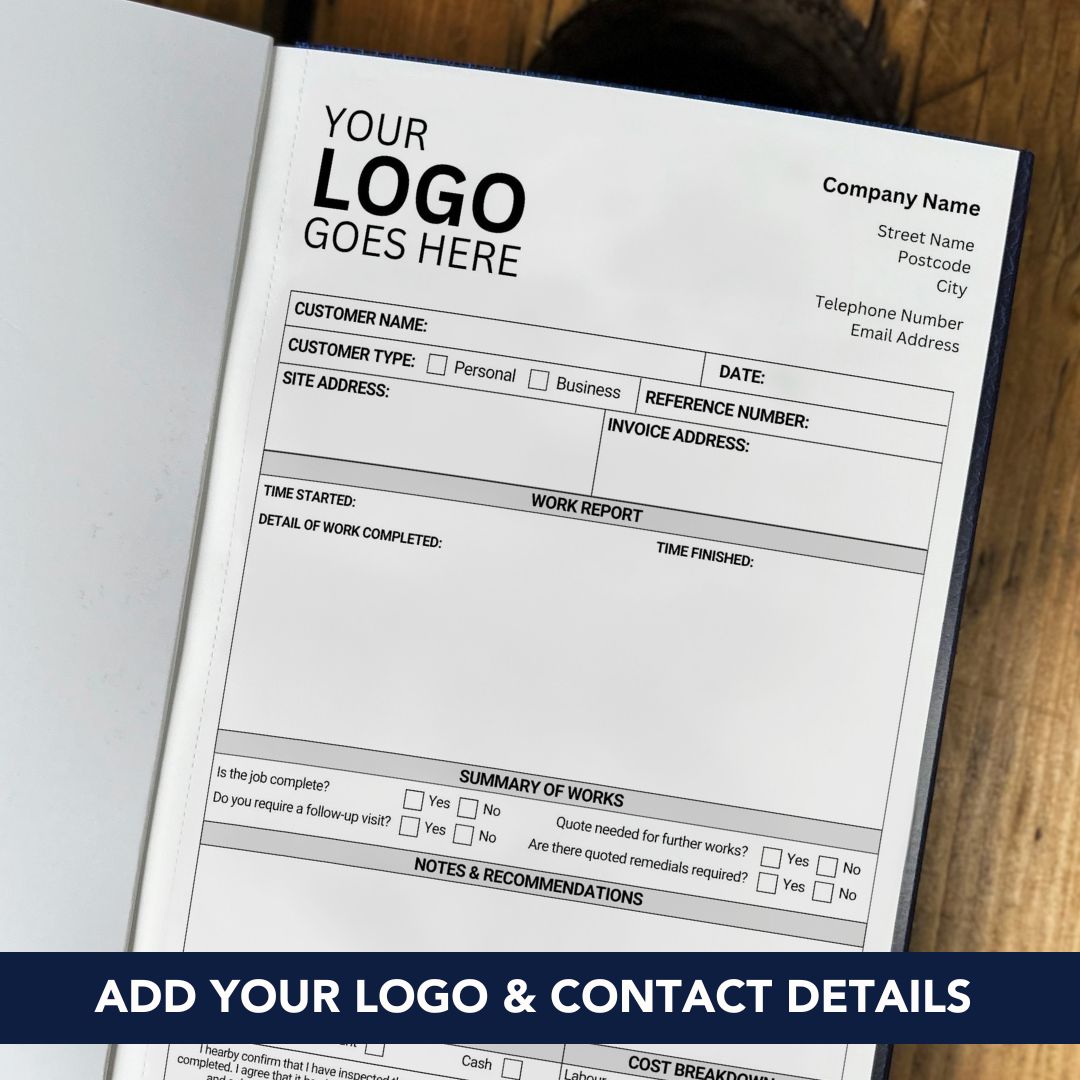 Electrician NCR Book, personalise it with your logo and contact details.