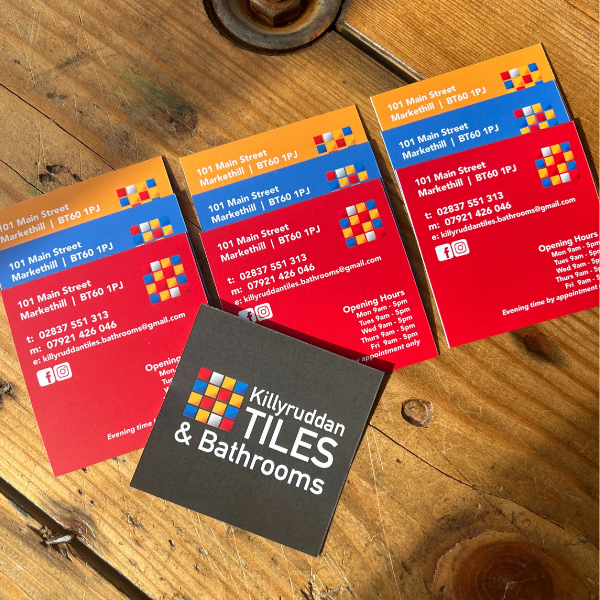 Killyrudden Tiles Square business cards in 3 colours