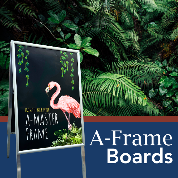 Trade Show A-Frame Boards on a jungle background